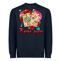 Navy love you playing cards roses and pearls Heavyweight Sweatshirt - AdoDesignShop
