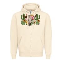 Sandshell bull skull with cactus Zipper Hoodie - MaliasSmallBusiness