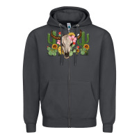 Smoke bull skull with cactus Zipper Hoodie - MaliasSmallBusiness