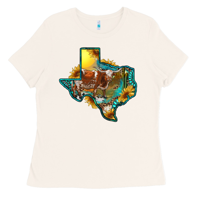 Western Texas Map With Longhorn Bull Ladies Tee by RanaPortraitStore | Teevron
