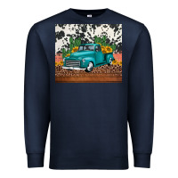 Navy western farm truck cactus and sunflowers Premium Sweatshirt - Jasminsmagicworld