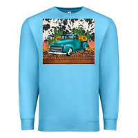 Ocean Blue western farm truck cactus and sunflowers Premium Sweatshirt - Jasminsmagicworld