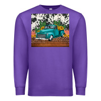 Purple western farm truck cactus and sunflowers Premium Sweatshirt - Jasminsmagicworld