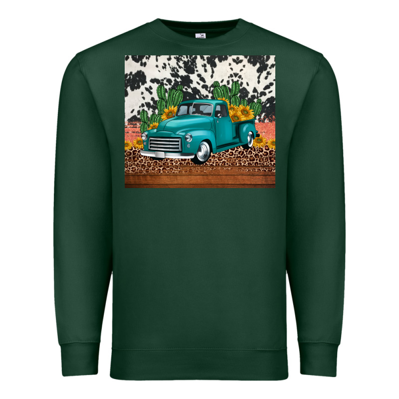 Western Farm Truck Cactus And Sunflowers Premium Sweatshirt by Jasminsmagicworld | Teevron