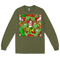 Army Green Christmas unicorn and gift box Long Sleeve Tee - NancyCooperArtShop