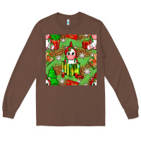 Chestnut Christmas unicorn and gift box Long Sleeve Tee - NancyCooperArtShop