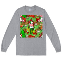 Heather Grey Christmas unicorn and gift box Long Sleeve Tee - NancyCooperArtShop