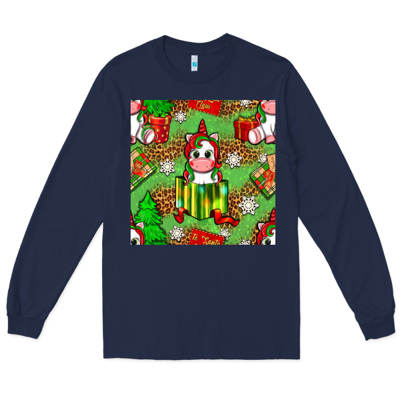 Christmas Unicorn And Gift Box Long Sleeve Tee by NancyCooperArtShop | Teevron
