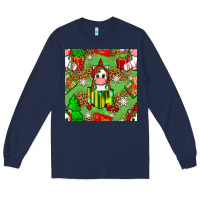 Navy Christmas unicorn and gift box Long Sleeve Tee - NancyCooperArtShop