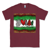 Burgundy Peace Love Christmas Trees Classic Tee - Jasminsmagicworld