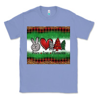 Colony Blue Peace Love Christmas Trees Classic Tee - Jasminsmagicworld