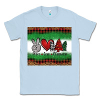 Dusty Blue Peace Love Christmas Trees Classic Tee - Jasminsmagicworld