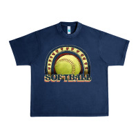Navy softball rainbow Urban Heavy Tee - JahusDesignShop