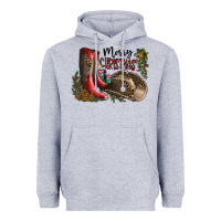 Heather Grey Merry Christmas Heavyweight Hoodie - SublimationCraftShop