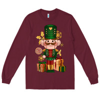 Burgundy Christmas Nutcracker Long Sleeve Tee - NancyCooperArtShop