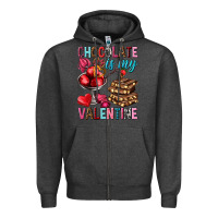Charcoal Heather chocolate is my valentine Zipper Hoodie - NancyCooperArtShop