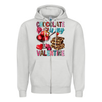 Dove Grey chocolate is my valentine Zipper Hoodie - NancyCooperArtShop