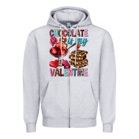 Heather Grey chocolate is my valentine Zipper Hoodie - NancyCooperArtShop