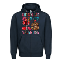 Navy chocolate is my valentine Zipper Hoodie - NancyCooperArtShop