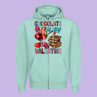 Chocolate Is My Valentine Zipper Hoodie Designed By Nancycooperartshop