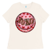 Bone Western valentine's day xoxo round earrings Ladies Tee - RanaPortraitStore