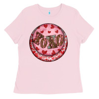 Bubblegum Pink Western valentine's day xoxo round earrings Ladies Tee - RanaPortraitStore