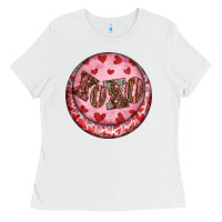 White Western valentine's day xoxo round earrings Ladies Tee - RanaPortraitStore