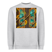 Heather Grey aztec and sunflowers Heavyweight Sweatshirt - BundleAndBundleShop