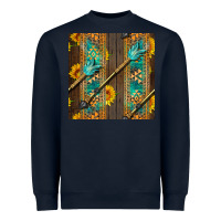 Navy aztec and sunflowers Heavyweight Sweatshirt - BundleAndBundleShop