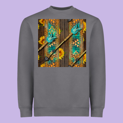 Aztec And Sunflowers Heavyweight Sweatshirt Designed By Bundleandbundleshop