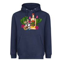 Navy mexican tequila gnomes guitar roses cactus serape Heavyweight Hoodie - Artiststas