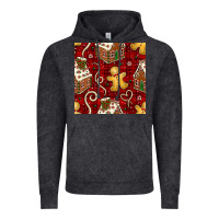 Vintage Black christmas gingerbread cookie house seamless pattern Vintage Hoodie - BundleAndBundleShop