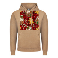 Vintage Coffee christmas gingerbread cookie house seamless pattern Vintage Hoodie - BundleAndBundleShop