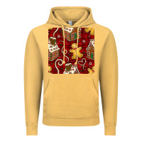 Vintage Mustard christmas gingerbread cookie house seamless pattern Vintage Hoodie - BundleAndBundleShop