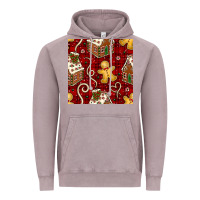 Vintage Zinc christmas gingerbread cookie house seamless pattern Vintage Hoodie - BundleAndBundleShop