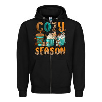 Black cozy season winter coffee cups Zipper Hoodie - MaliasSmallBusiness