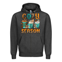 Charcoal Heather cozy season winter coffee cups Zipper Hoodie - MaliasSmallBusiness