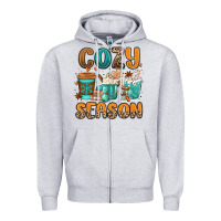Heather Grey cozy season winter coffee cups Zipper Hoodie - MaliasSmallBusiness
