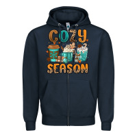 Navy cozy season winter coffee cups Zipper Hoodie - MaliasSmallBusiness