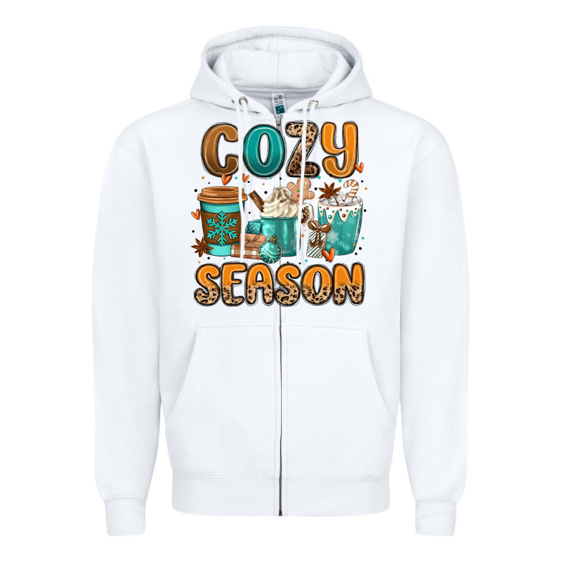 Cozy Season Winter Coffee Cups Zipper Hoodie by MaliasSmallBusiness | Teevron