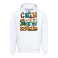 White cozy season winter coffee cups Zipper Hoodie - MaliasSmallBusiness