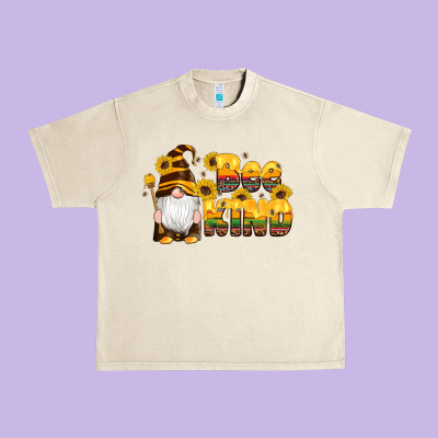 Western Bee Kind Gnomes Bee Honey Sunflowers Leopard Serape Urban Heavy Tee Designed By Artiststas