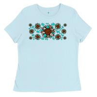 Baby Blue cowhide leopard sunflower gemstone Ladies Tee - JahusDesignShop