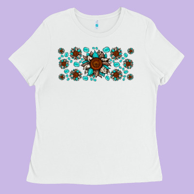 Cowhide Leopard Sunflower Gemstone Ladies Tee Designed By Jahusdesignshop