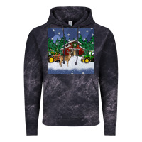 Christmas Town And Farm Tractor Seamless Pattern Vintage Hoodie | Teevron