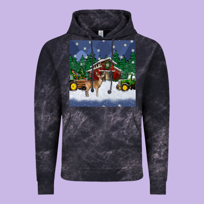 Christmas Town And Farm Tractor Seamless Pattern Vintage Hoodie Designed By Bundleandbundleshop