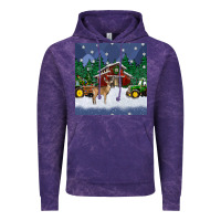 Cloud Purple christmas town and farm tractor seamless pattern Vintage Hoodie - BundleAndBundleShop