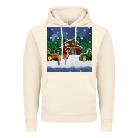 Vintage Artic christmas town and farm tractor seamless pattern Vintage Hoodie - BundleAndBundleShop