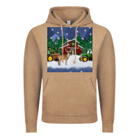 Vintage Coffee christmas town and farm tractor seamless pattern Vintage Hoodie - BundleAndBundleShop