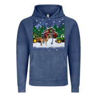 Vintage Denim christmas town and farm tractor seamless pattern Vintage Hoodie - BundleAndBundleShop